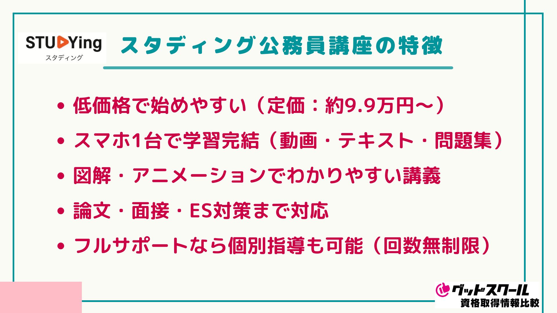 スタディング 公務員 特徴