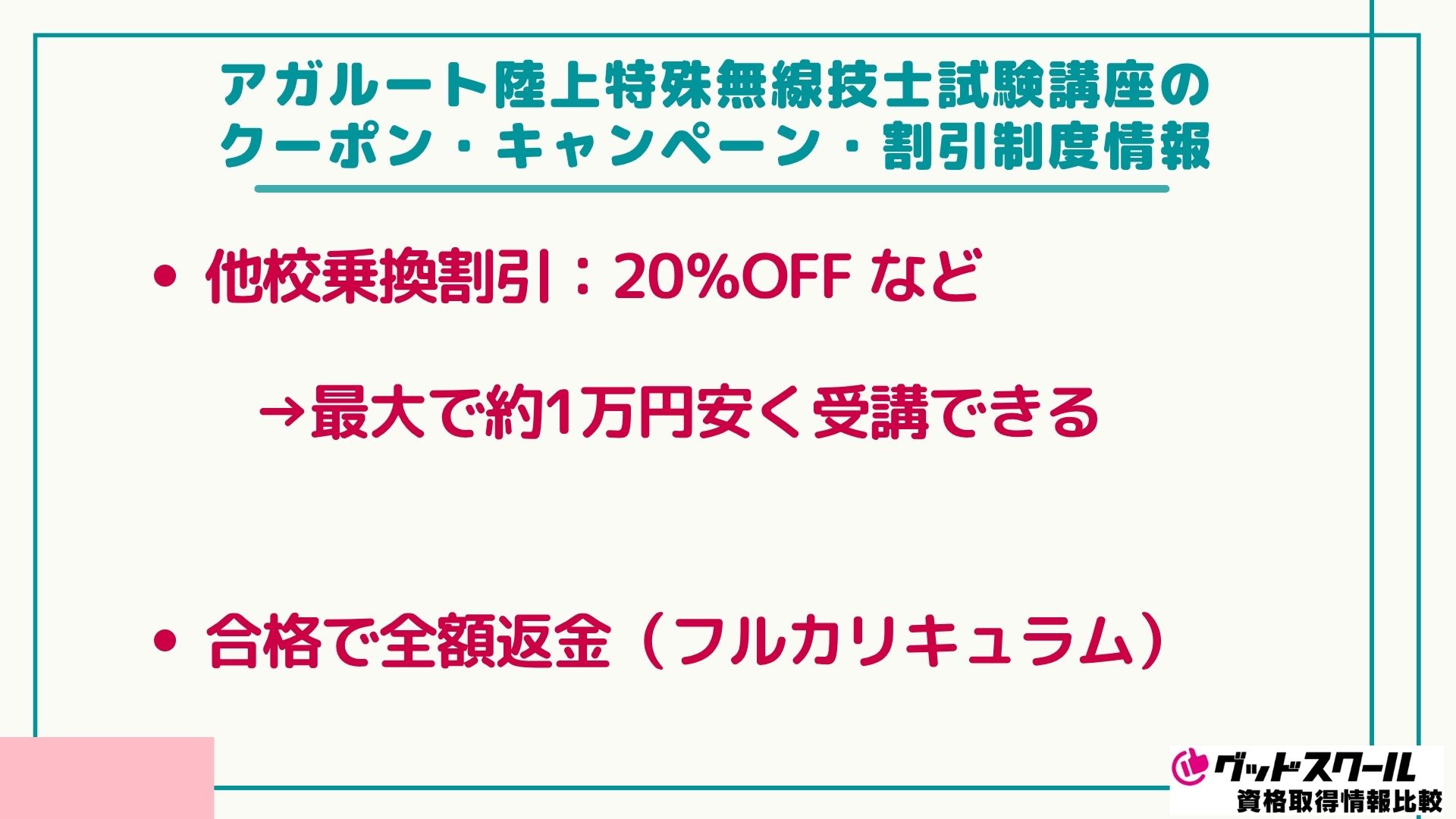 陸上特殊無線技士試験講座のクーポン・キャンペーン・割引制度情報