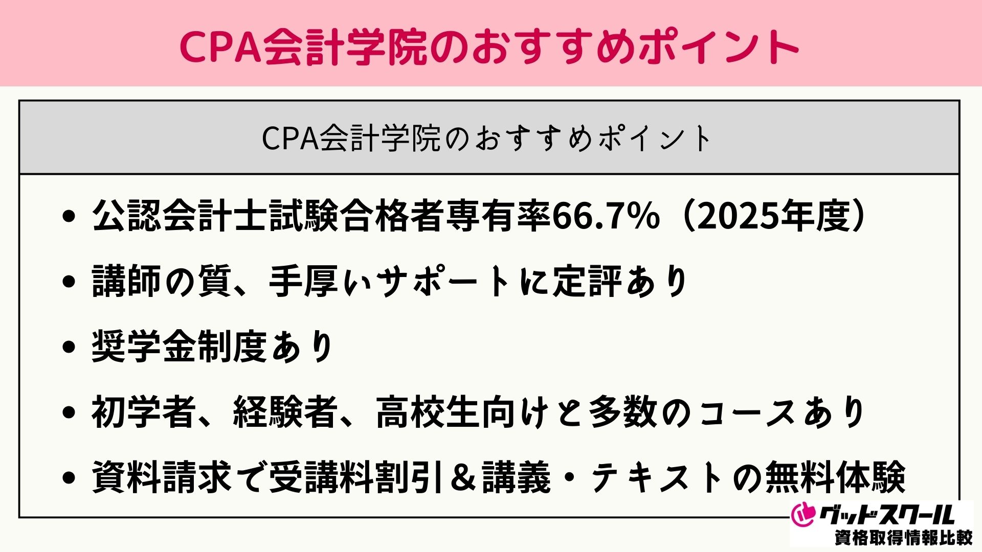 CPA会計学院のおすすめポイント