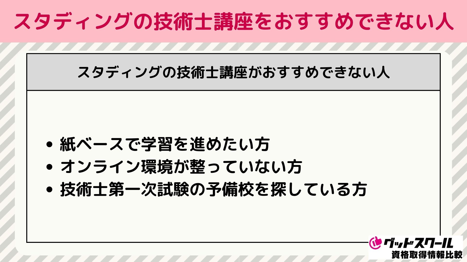 スタディングの技術士講座がおすすめできない人