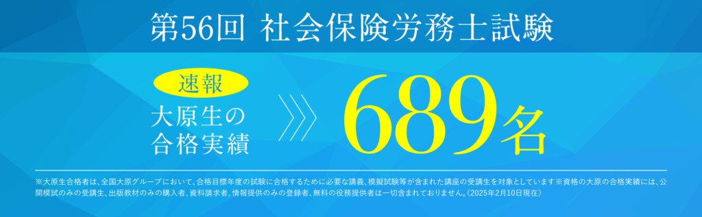 資格の大原 社労士 合格実績