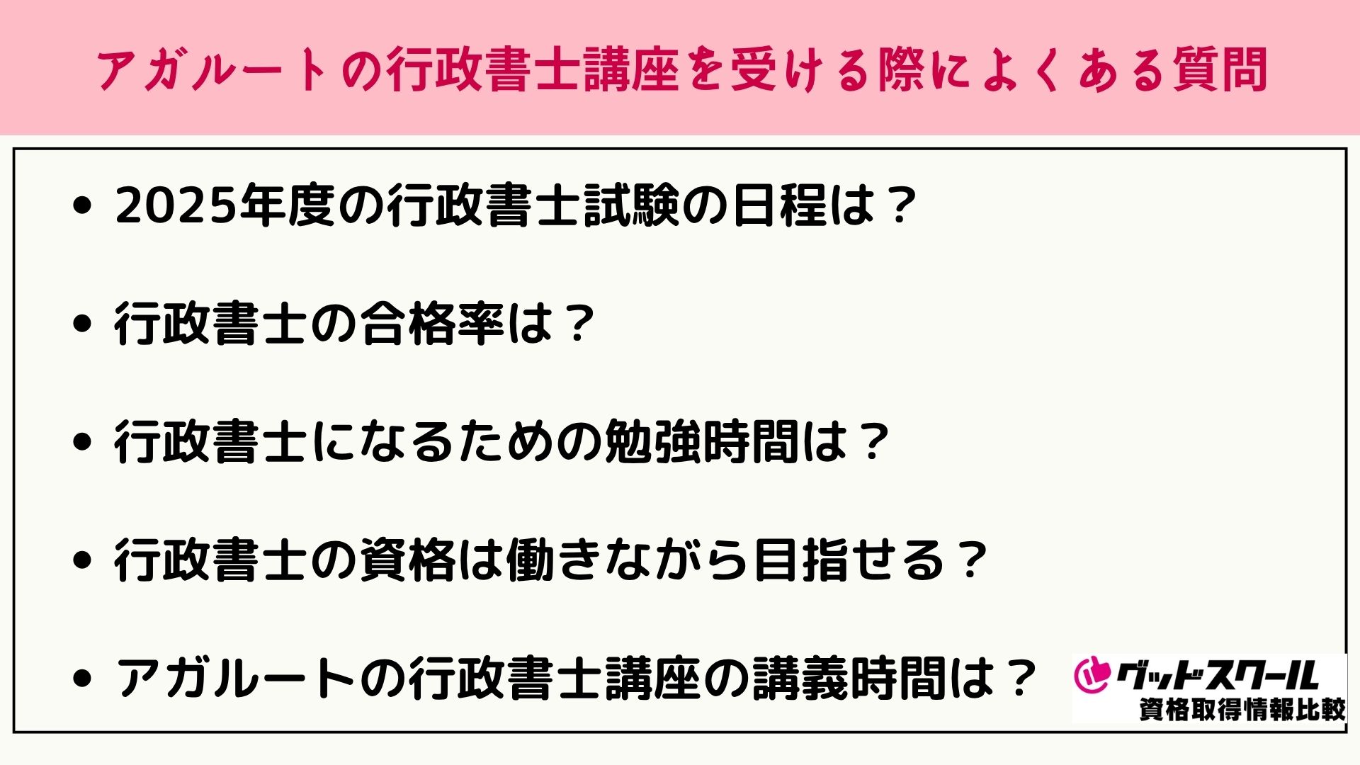 アガルート 行政書士 よくある質問
