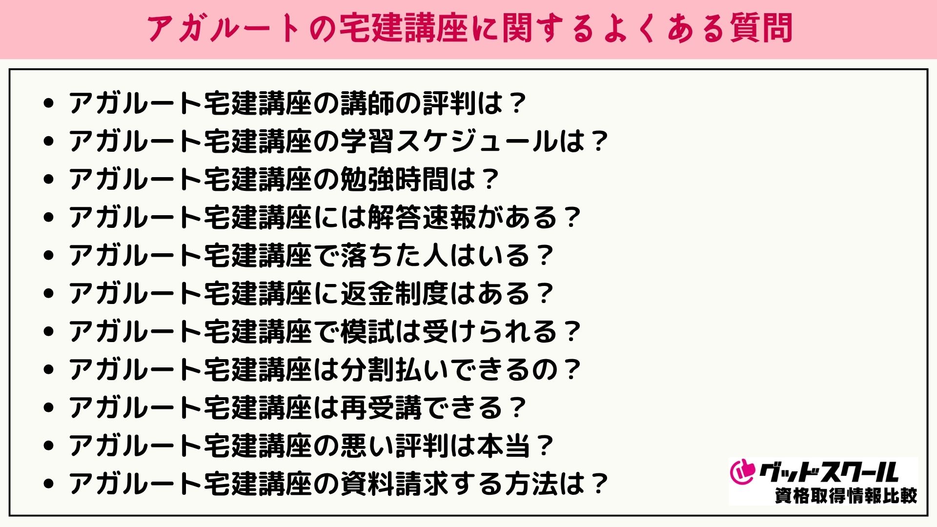 アガルート 宅建 よくある質問