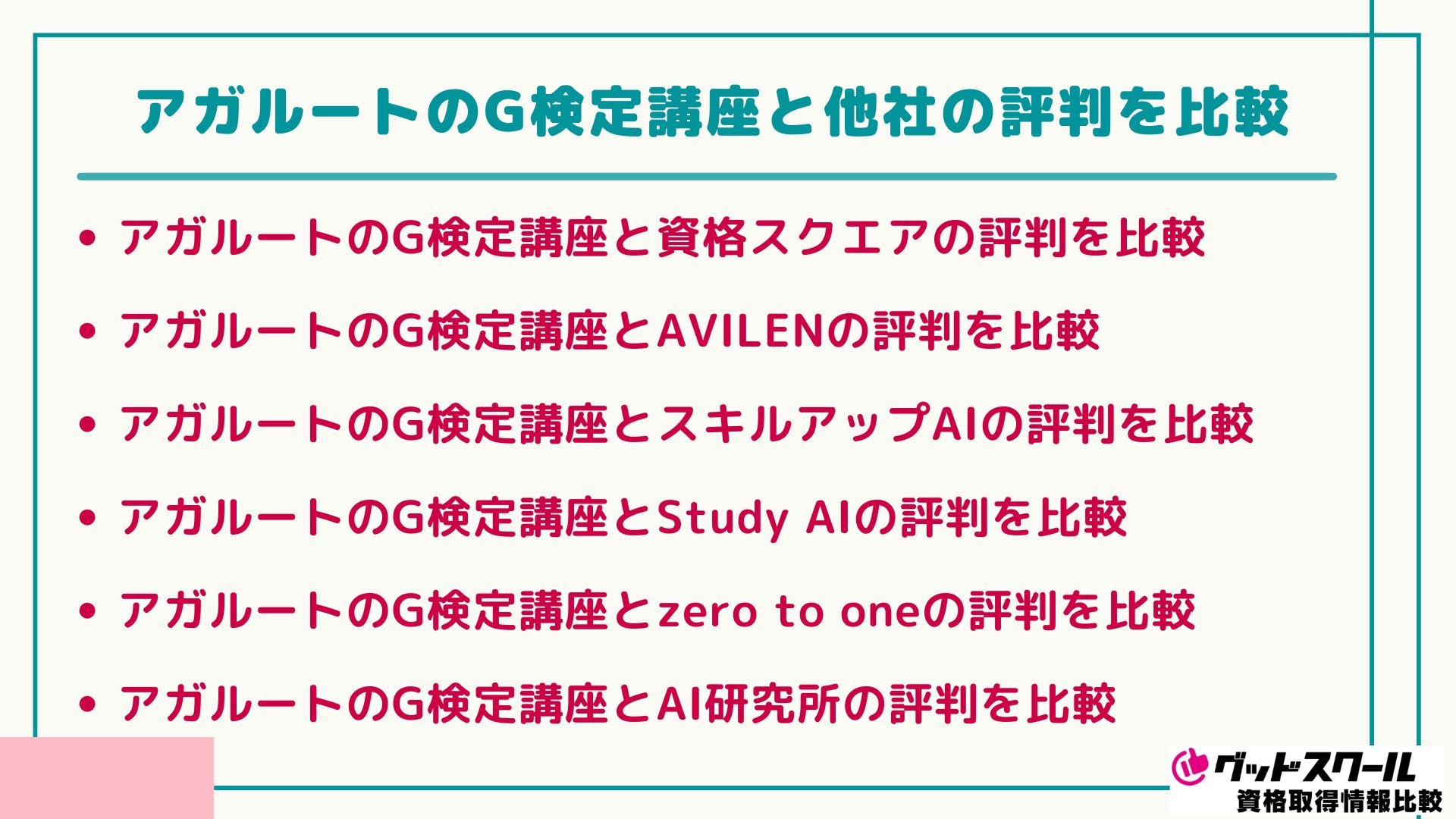 アガルート G検定 比較