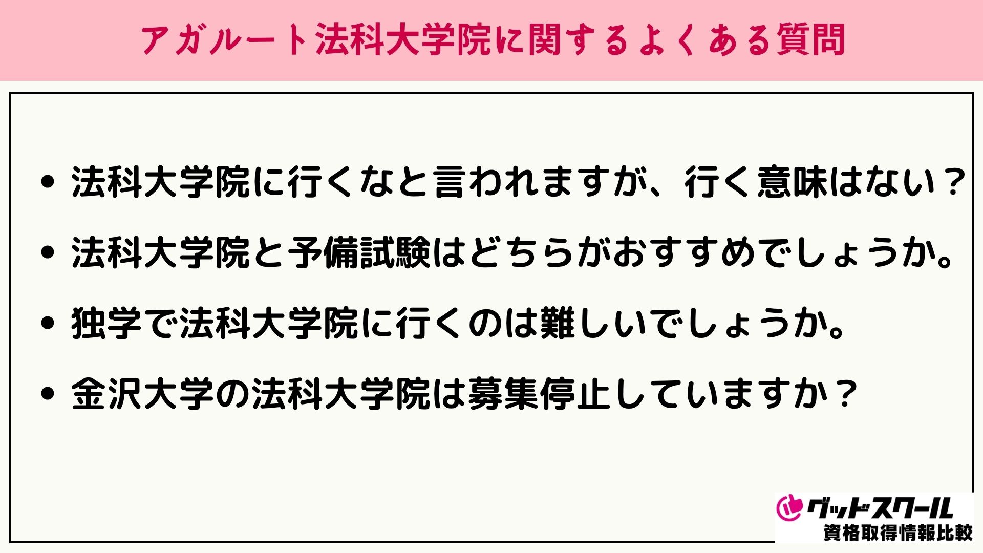 アガルート 法科大学院 よくある質問