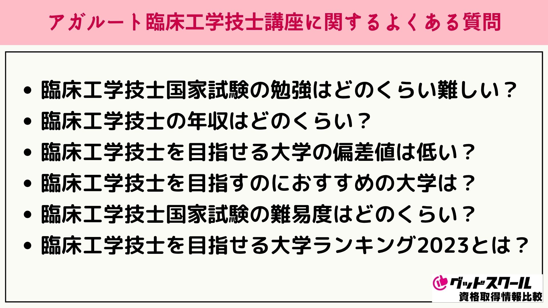 アガルート 臨床工学技士 よくある質問