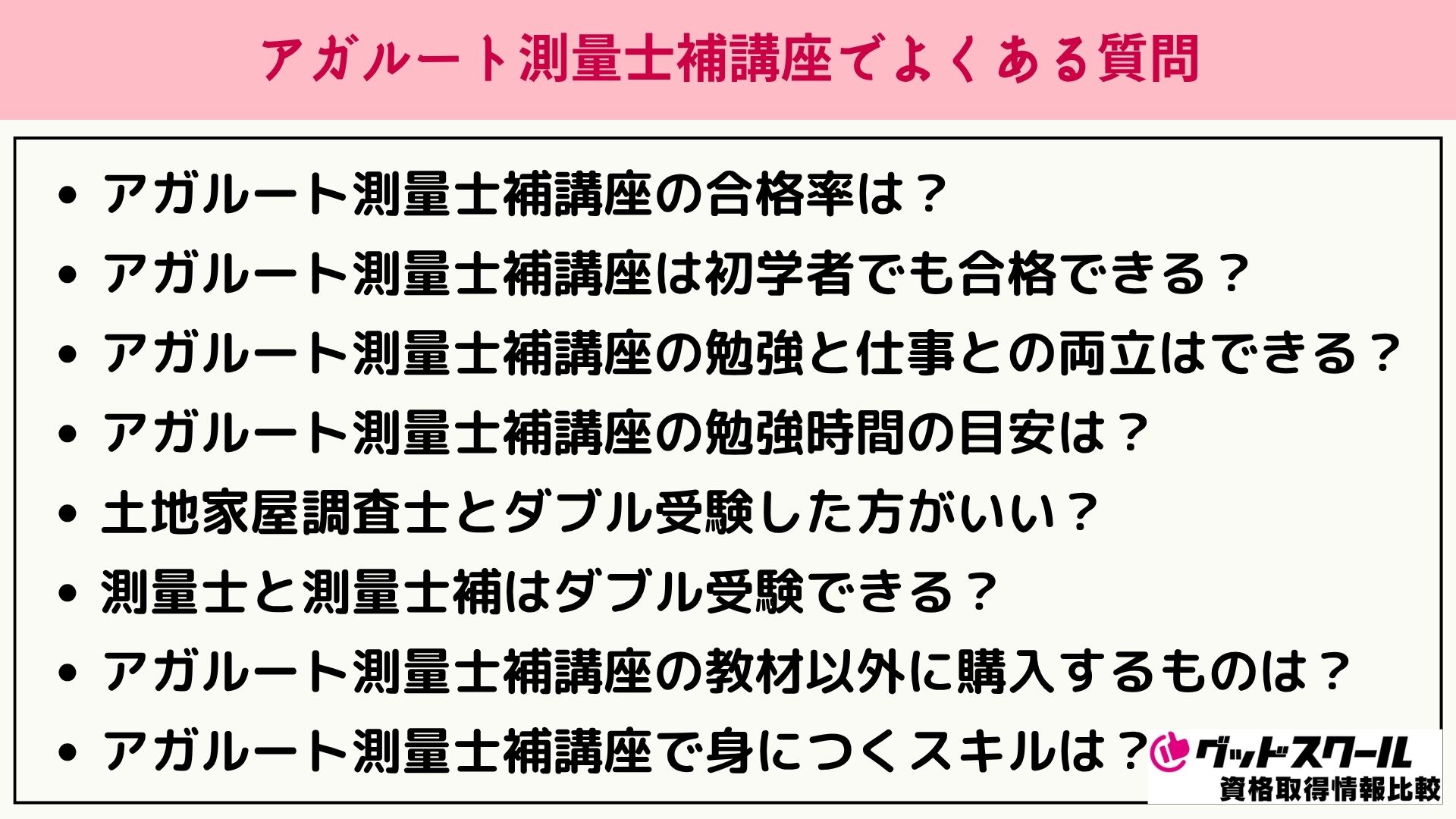 アガルート 測量士捕 よくある質問