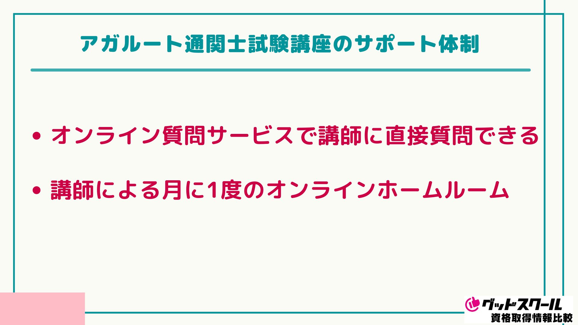 アガルート 通関士 サポート体制