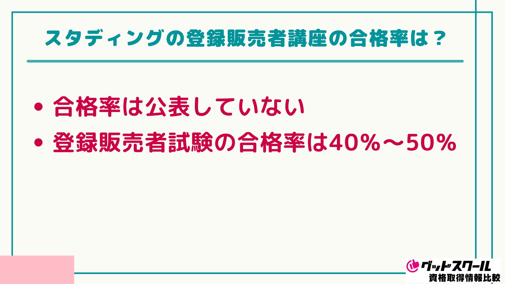スタディング 登録販売者 合格率