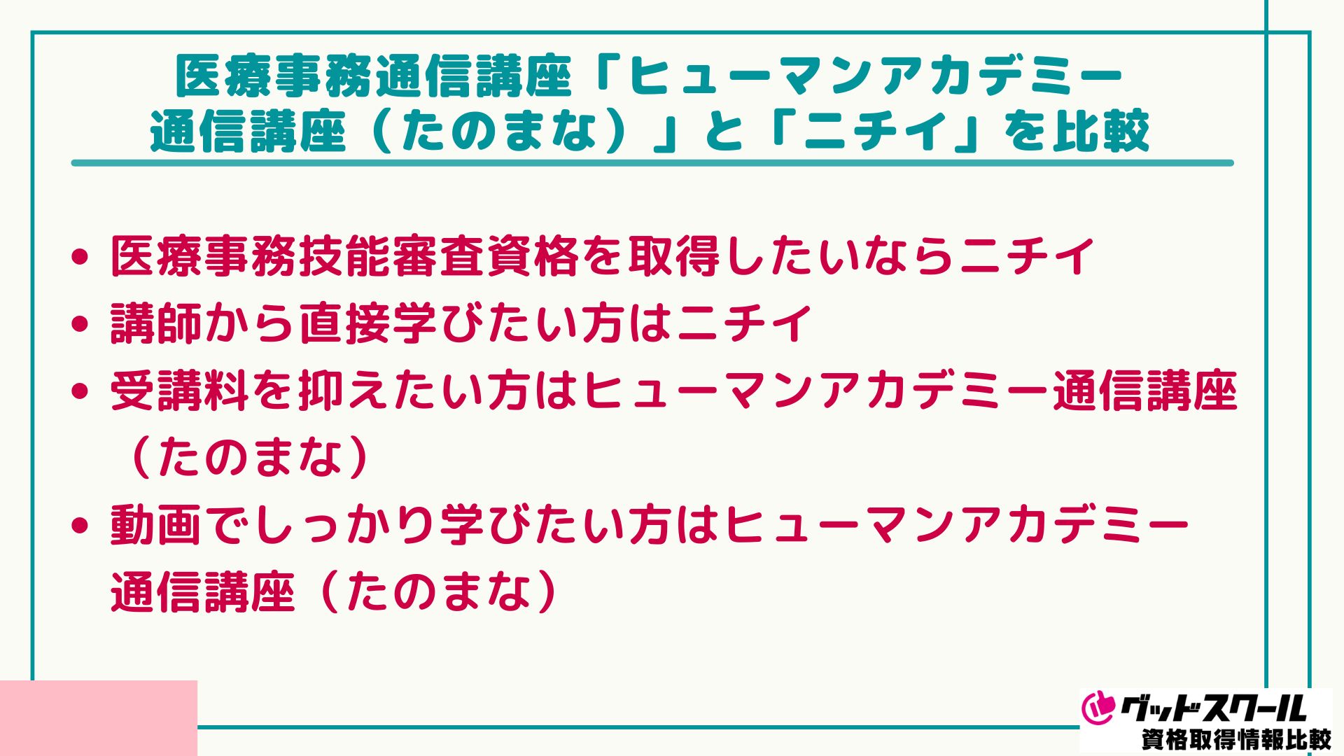 たのまな 医療事務 ニチイ 比較
