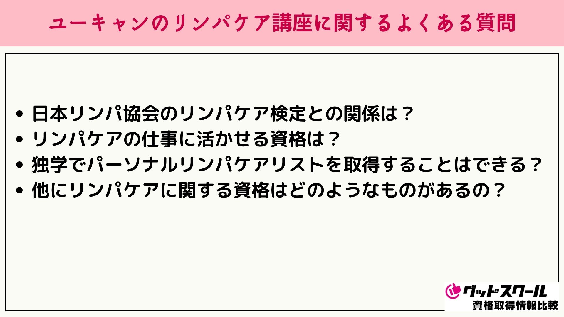 ユーキャン リンパケア よくある質問