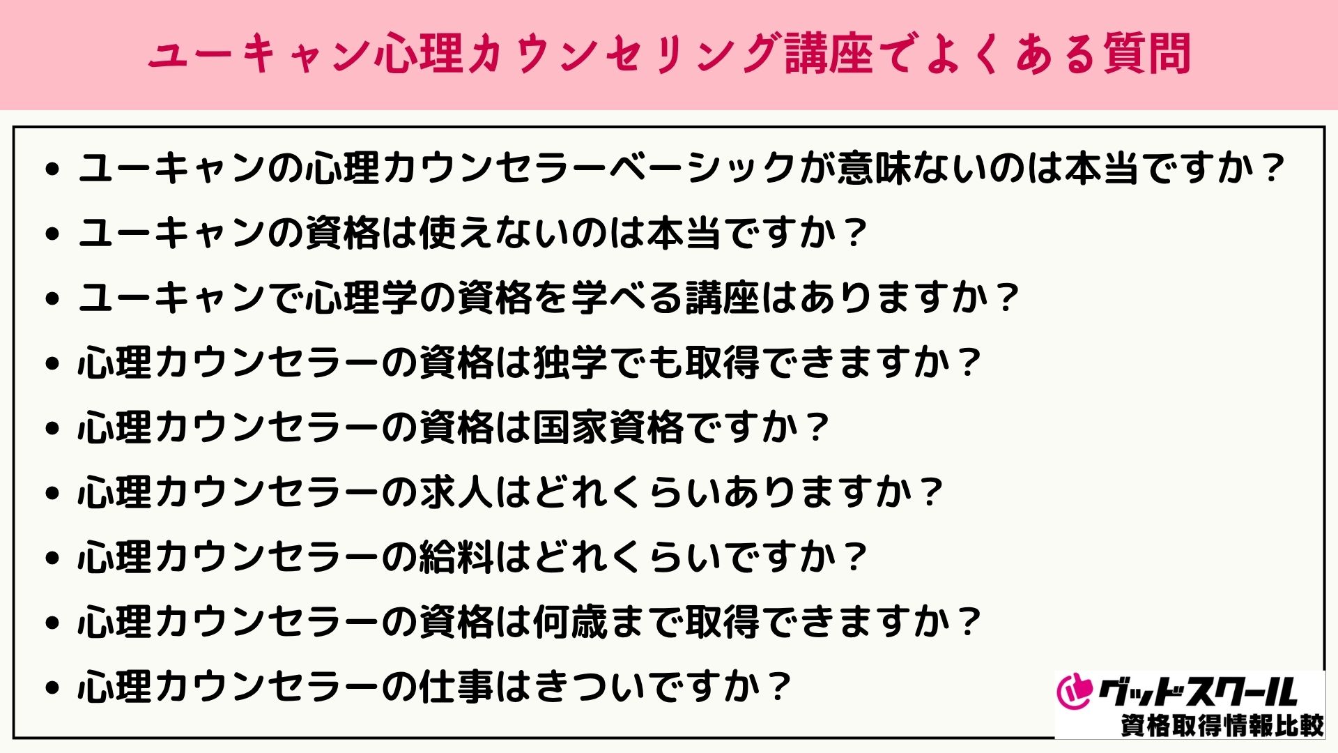 ユーキャン 心理カウンセリング よくある質問