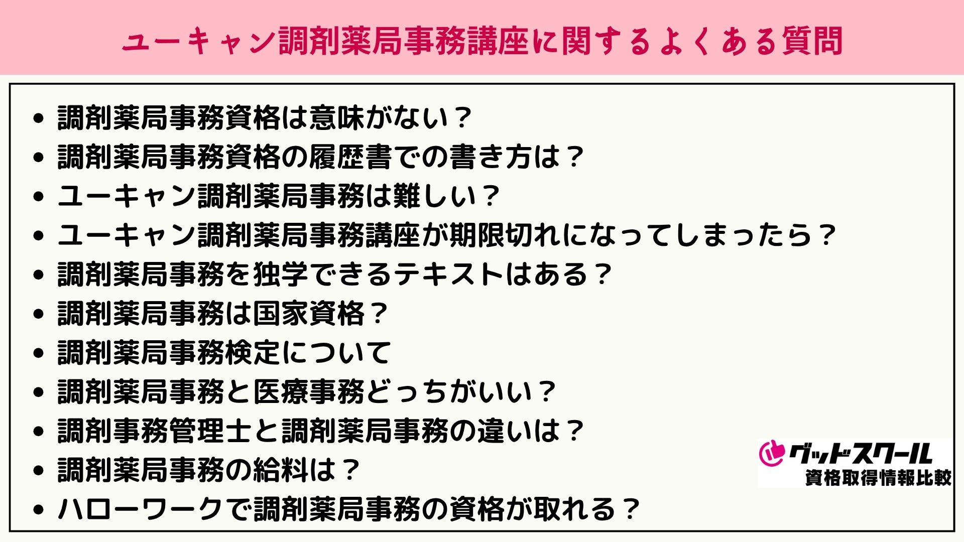 ユーキャン 調剤薬局事務 よくある質問