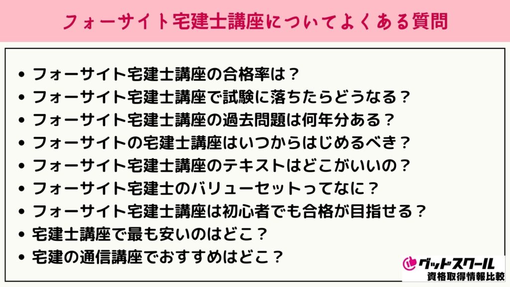 フォーサイト 宅建 よくある質問