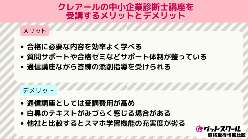 クレアール 中小企業診断士 メリットデメリット