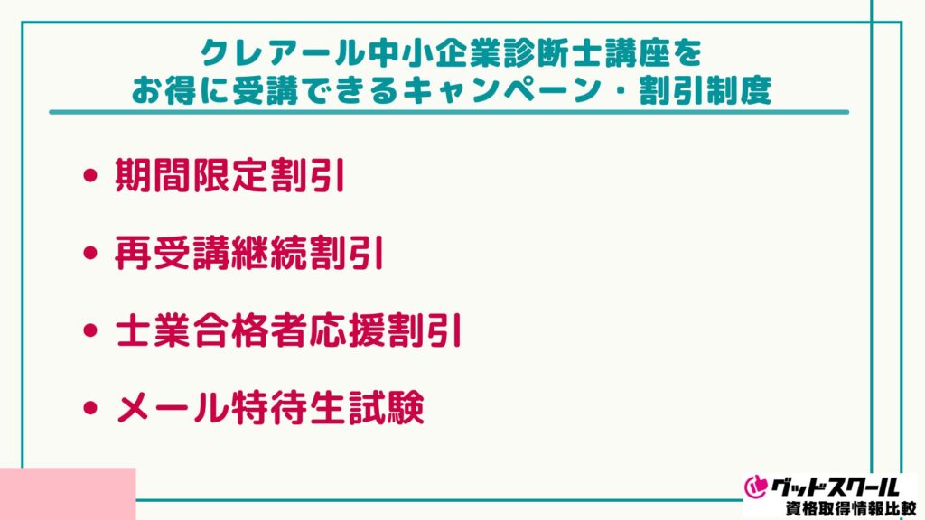クレアール 中小企業診断士 割引制度