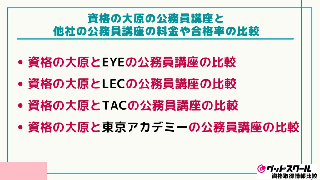 大原 公務員講座 比較