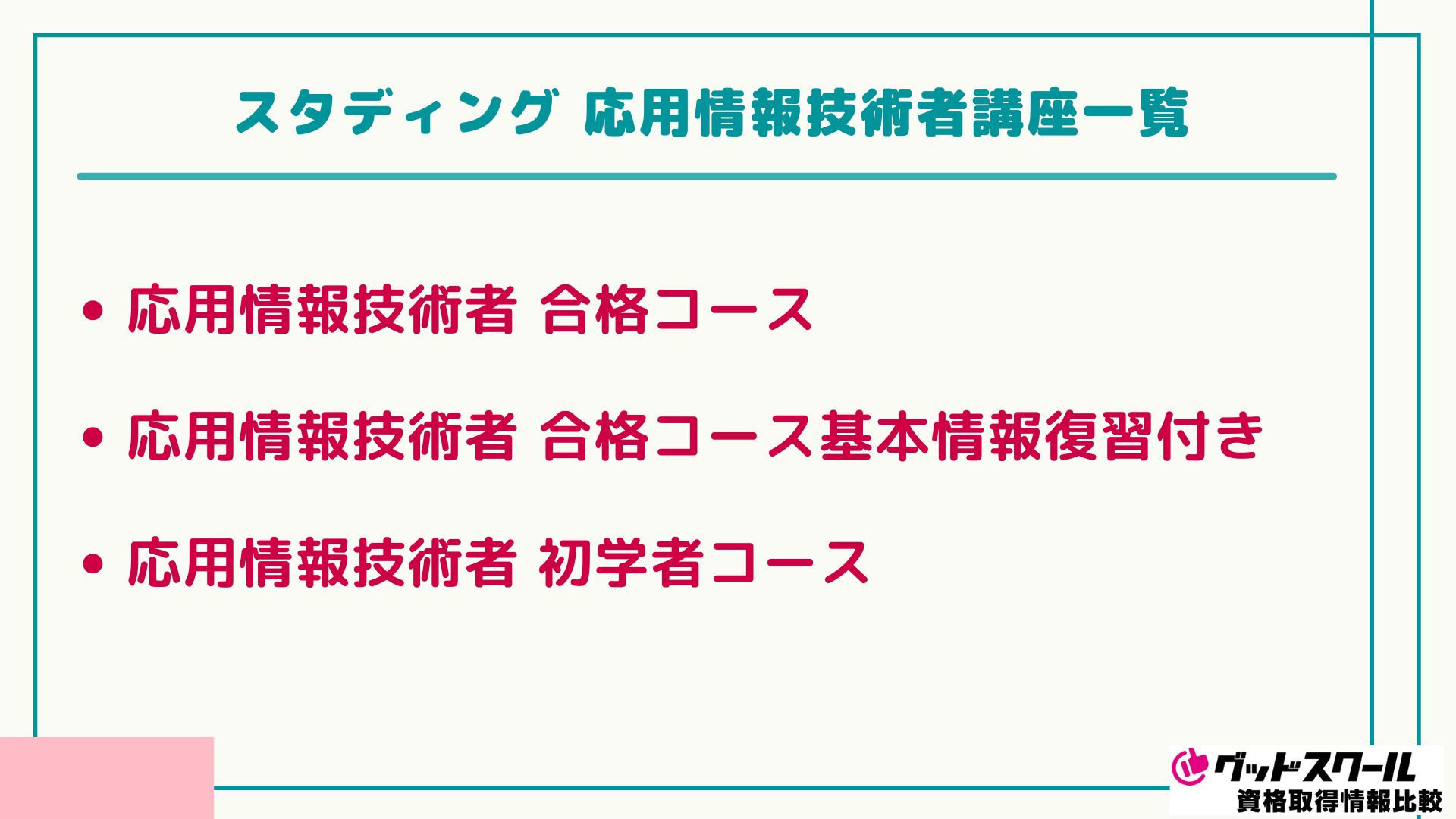 スタディング 応用情報技術者 講座一覧
