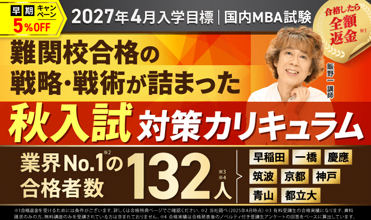 アガルート 国内MBA 秋入試対策カリキュラム