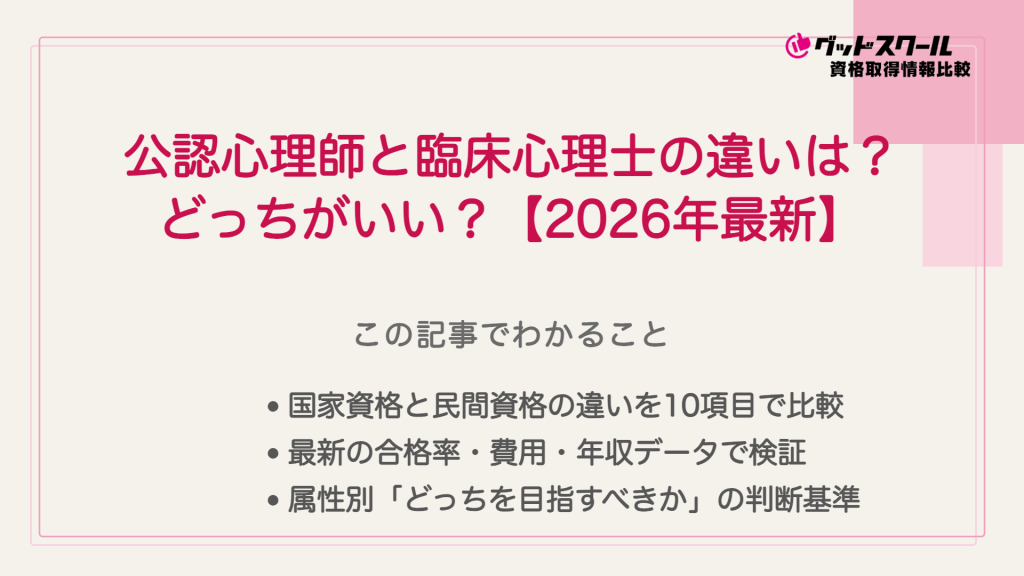 公認心理師と臨床心理士の違い・どっちがいい？【2026年最新】のアイキャッチ画像